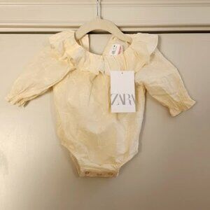 SOLD!! NWT Zara Cream/Yellow Embroidered Bubble